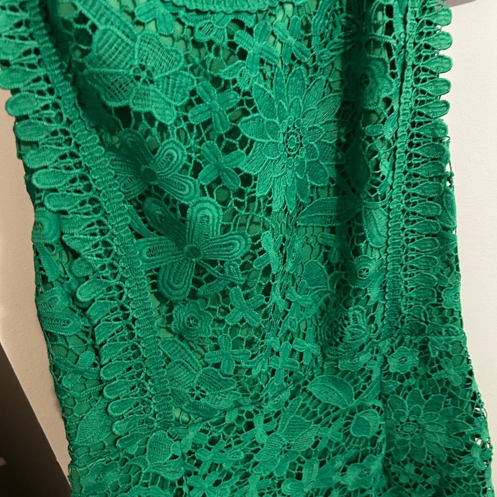 Green Lace Sleeveless Dress - Picture 3 of 5